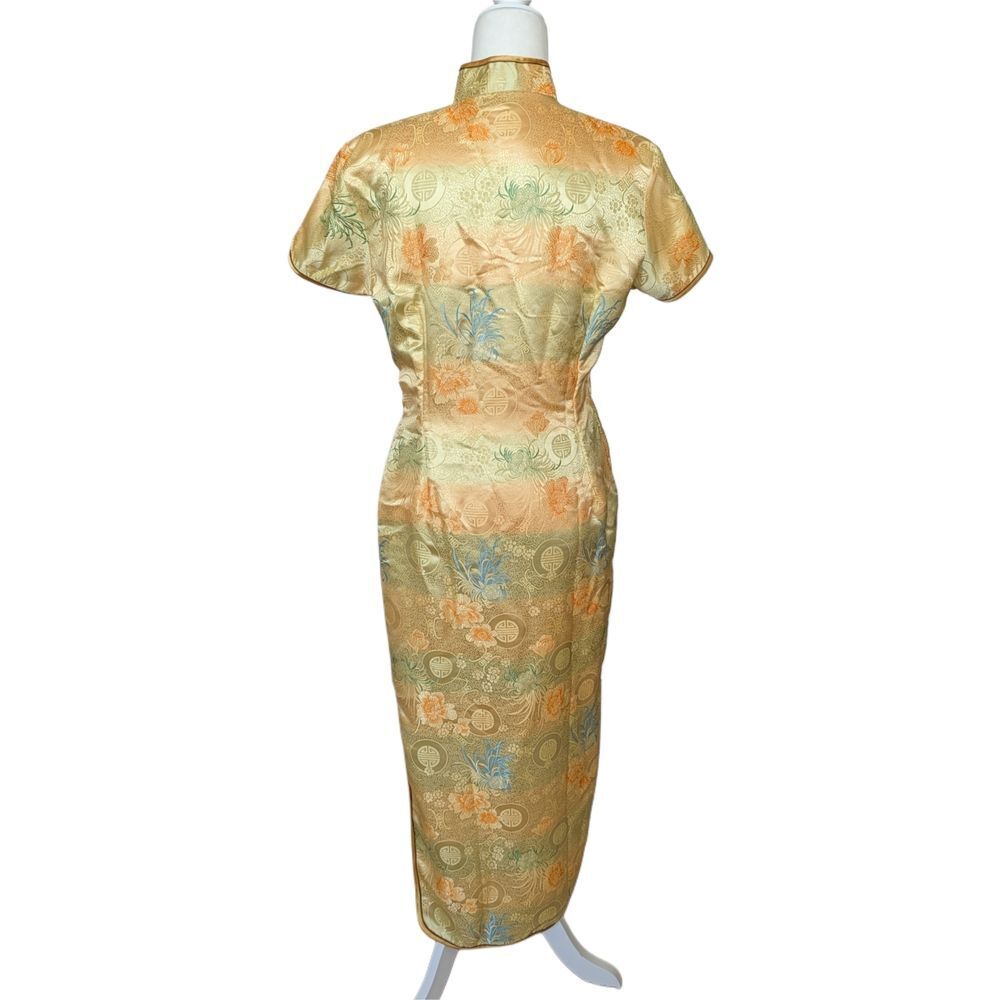 Visifushi XXXL Womens Gold Yellow Floral Chinese Cheongsam Maxi Dress Size 44 - Picture 2 of 12